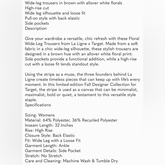 La Ligne Women’s Floral Wide Leg Trousers - Picture 8 of 10